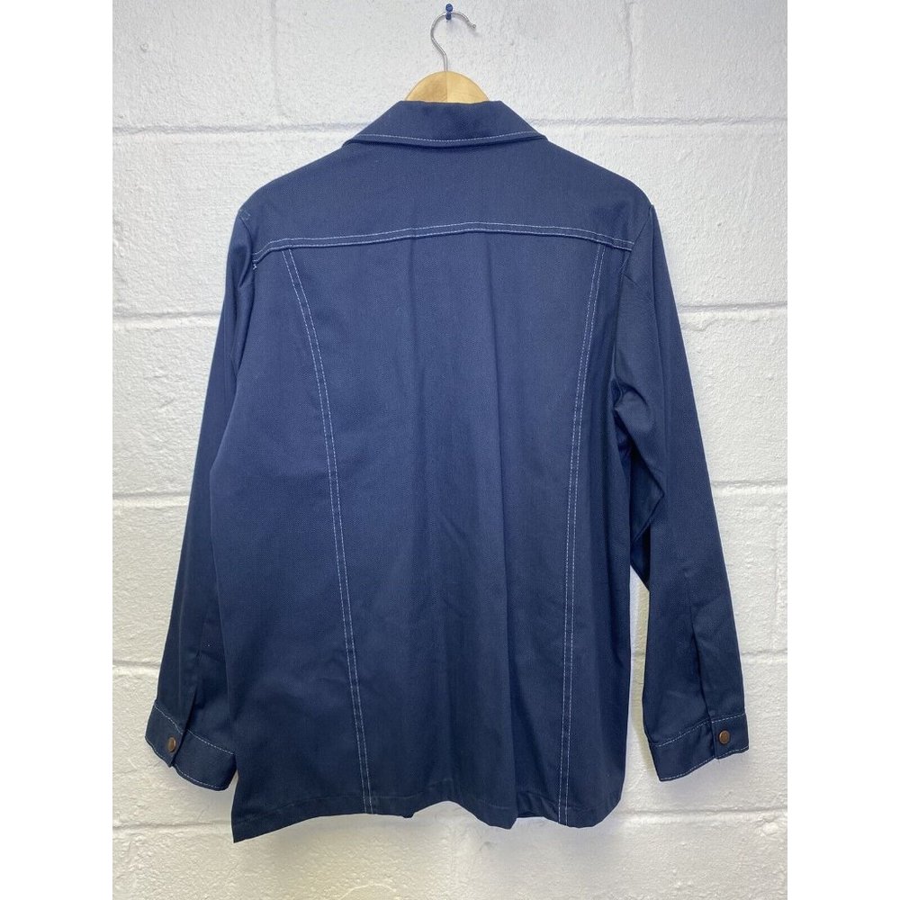 VTG 60S SEARS Navy Blue SHIRT ROCKABILLY JACKET COWBOY Large Snaps Vented - Picture 7 of 9